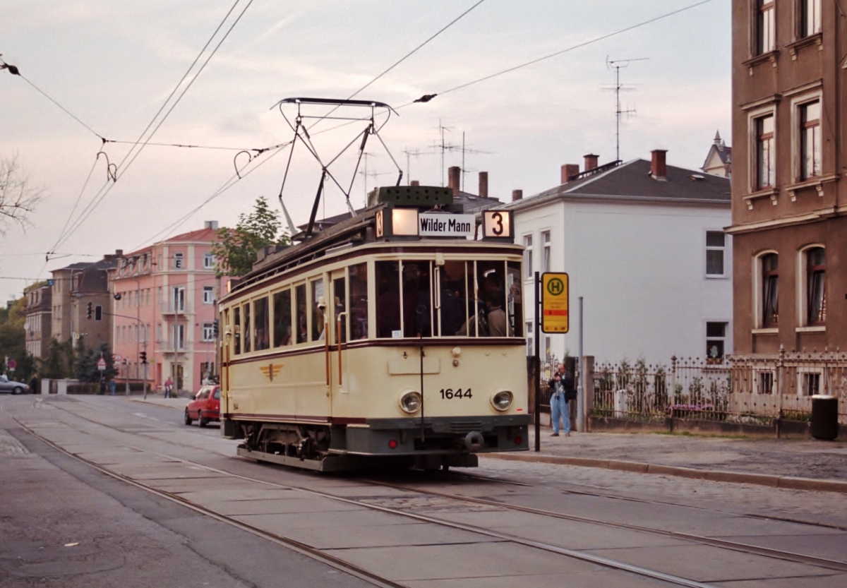 Дрезден, Двухосный моторный Busch № 1644 (201 309); Дрезден — Последний день трамвайного движения в разделе Лёбтау — Кошиц маршрута 8 (26.09.1998)