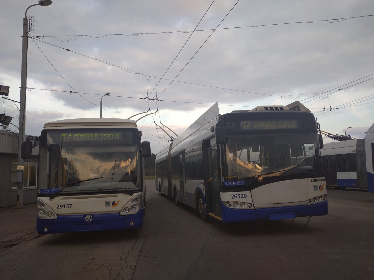 Рига, Solaris Trollino III 18 Ganz № 26520; Рига, Škoda 24Tr Irisbus Citelis № 29157