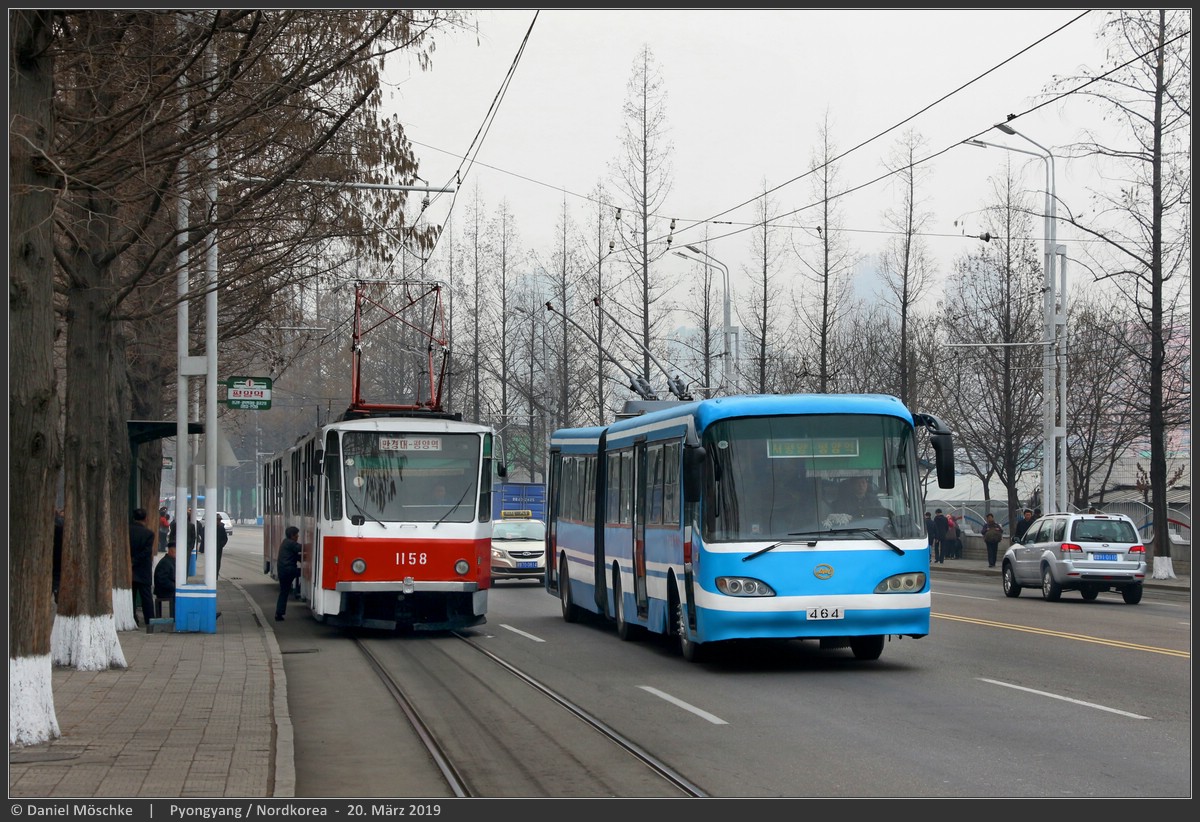 Пхеньян, Tatra T6B5K № 1158; Пхеньян, Chollima 091 № 464