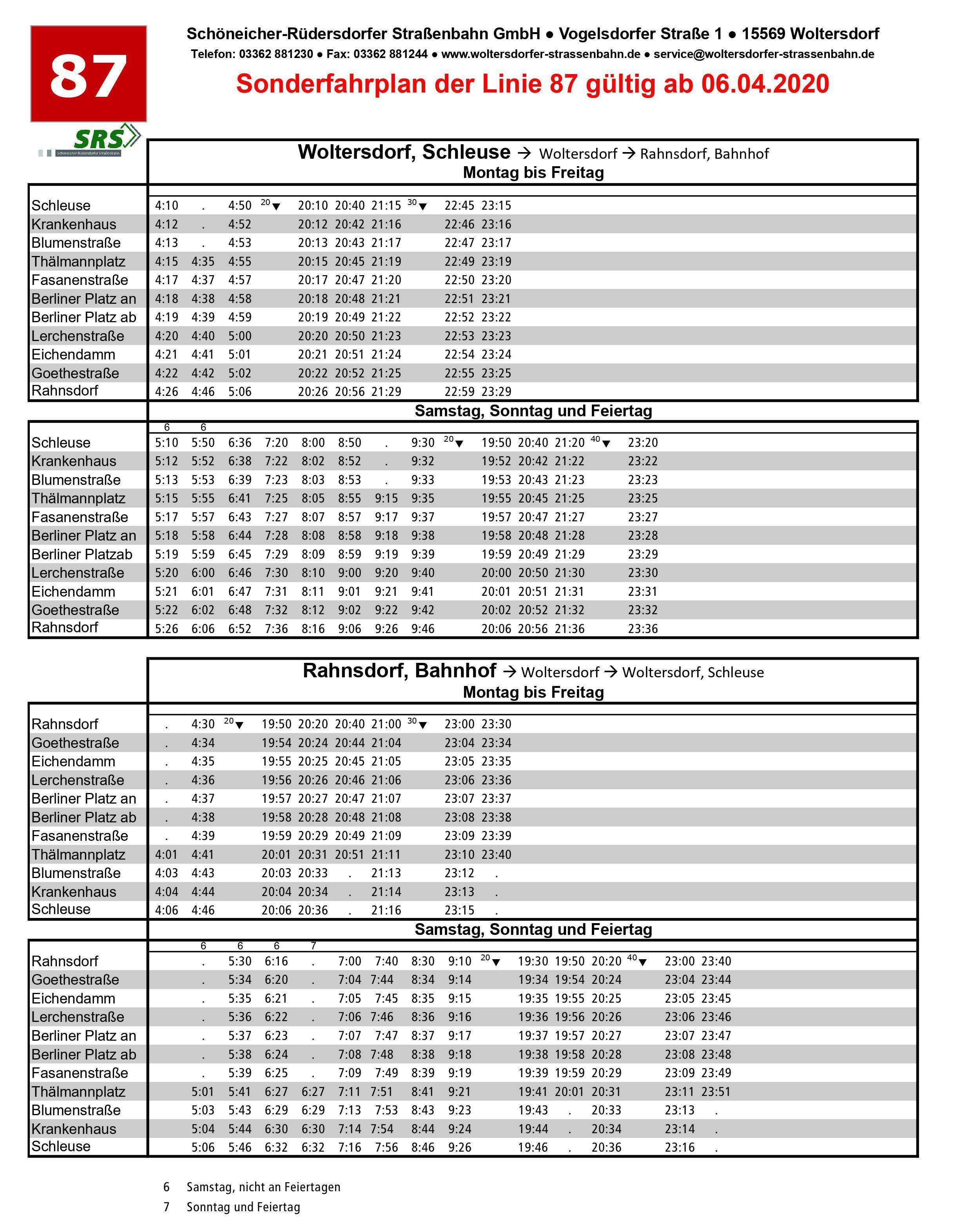 Woltersdorf — Timetables • Fahrpläne