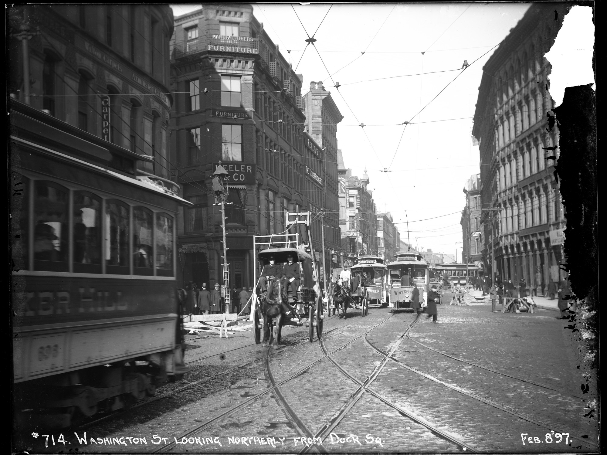 Бостон, Jones West End Type 2 № 696; Бостон, Jones West End Type 2 № 627; Бостон, Jones West End Type 2 № 41; Бостон — Старые фотографии — Трамвай