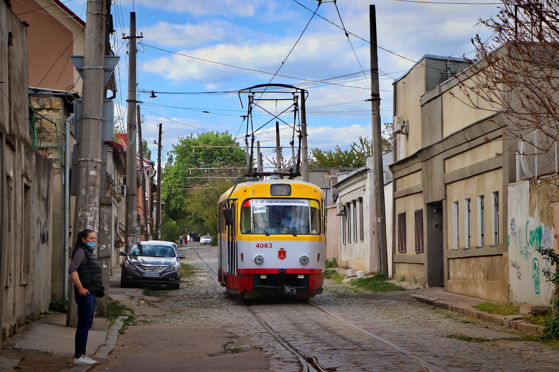 Одесса, Tatra T3R.P № 4063; Одесса — Одесский транспорт во время карантина; Одесса — Трамвайные линии: Центр → Слободка