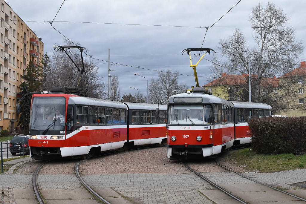 Брно, Tatra K2R.03-P № 1030; Брно, Tatra K2P № 1107