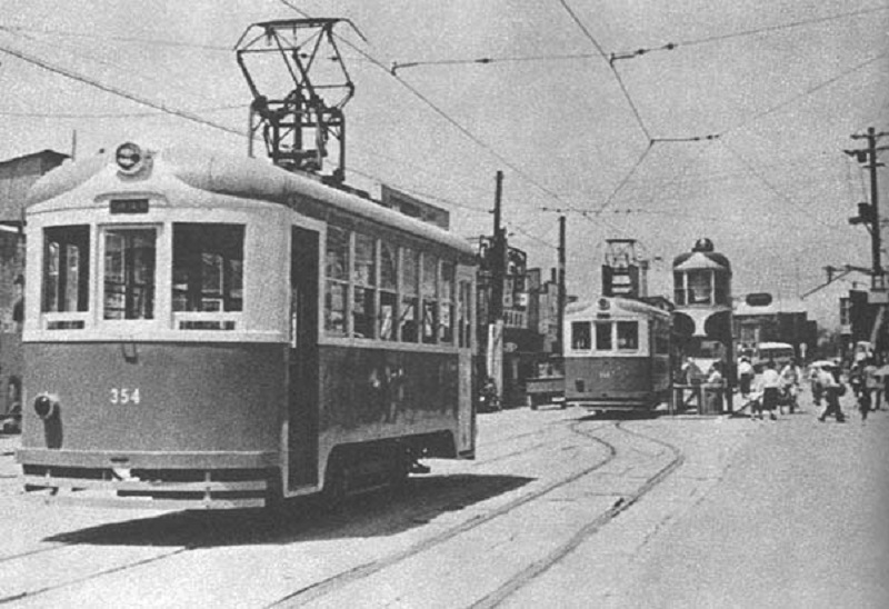 Окаяма, Okaden № 354; Окаяма — Старые фотографии; Окаяма — Трамвайные линии и инфраструктура