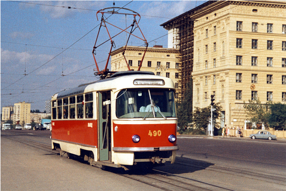 Москва, Tatra T3SU (двухдверная) № 490; Москва — Исторические фотографии — Трамвай и Троллейбус (1946-1991); Фотомонтаж