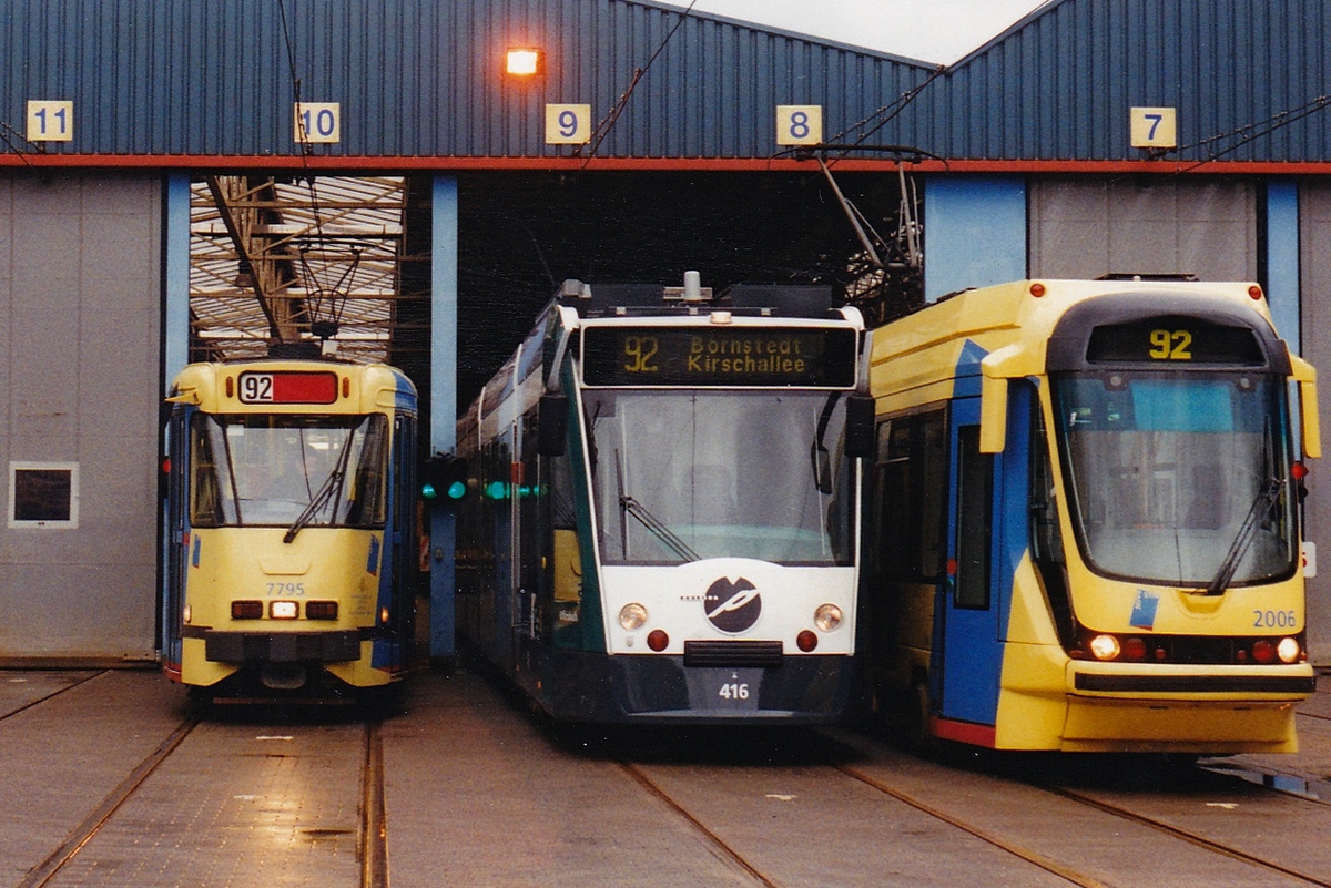 Потсдам, Siemens Combino № 416; Брюссель, BN PCC серия 7700 № 7795; Брюссель, Bombardier T2000 № 2006; Брюссель — Тестовые прогоны с трамваями из других городов и испытания с собственным брюссельским трамваем.