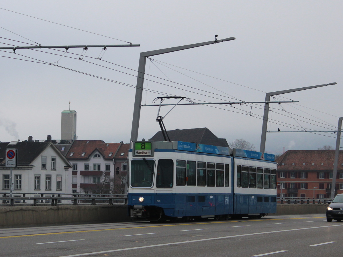 Zürich, SWS/SWP/BBC Be 4/6 "Tram 2000" № 2019