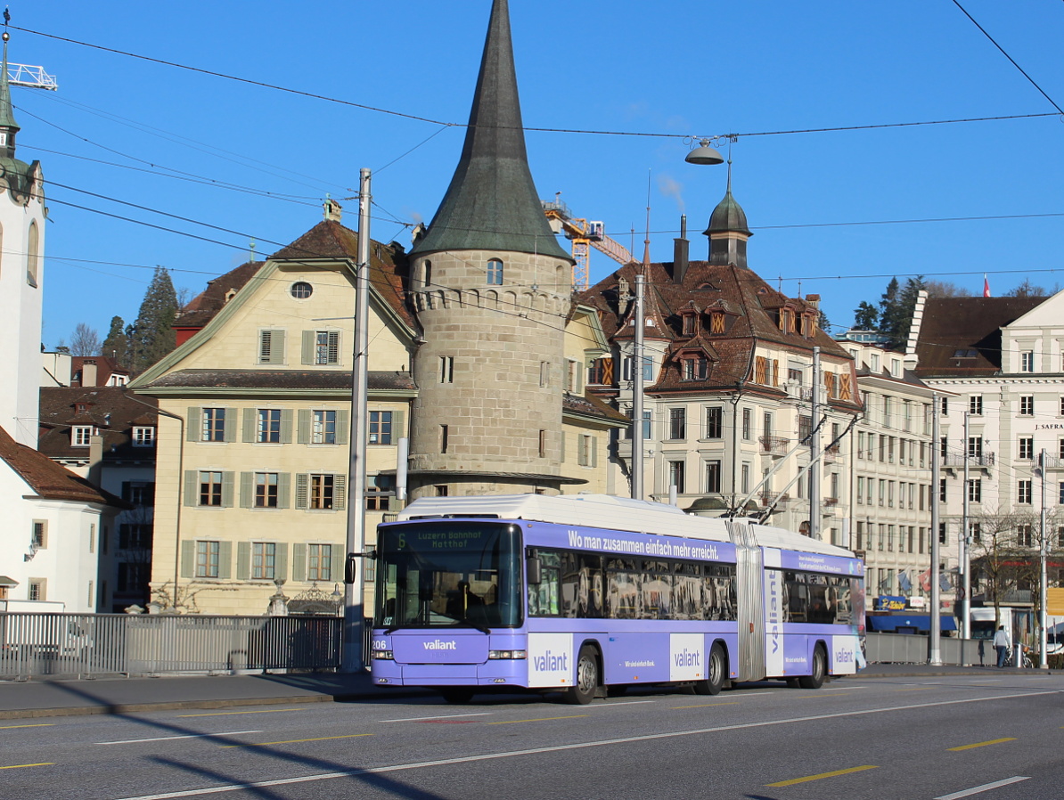 Lucerne, Hess SwissTrolley 3 (BGT-N2C) № 206