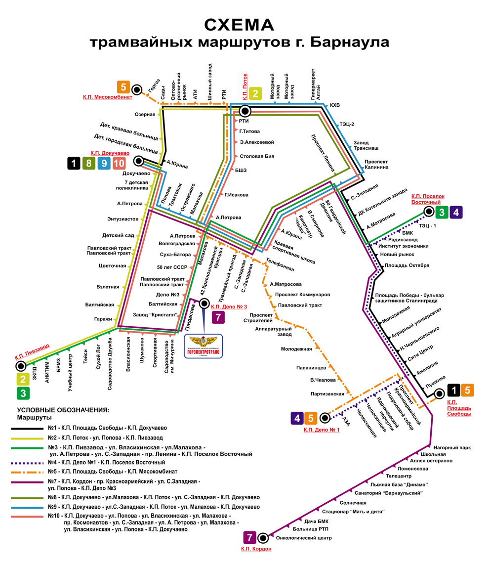 Барнаул — Схемы — Фото — Городской электротранспорт
