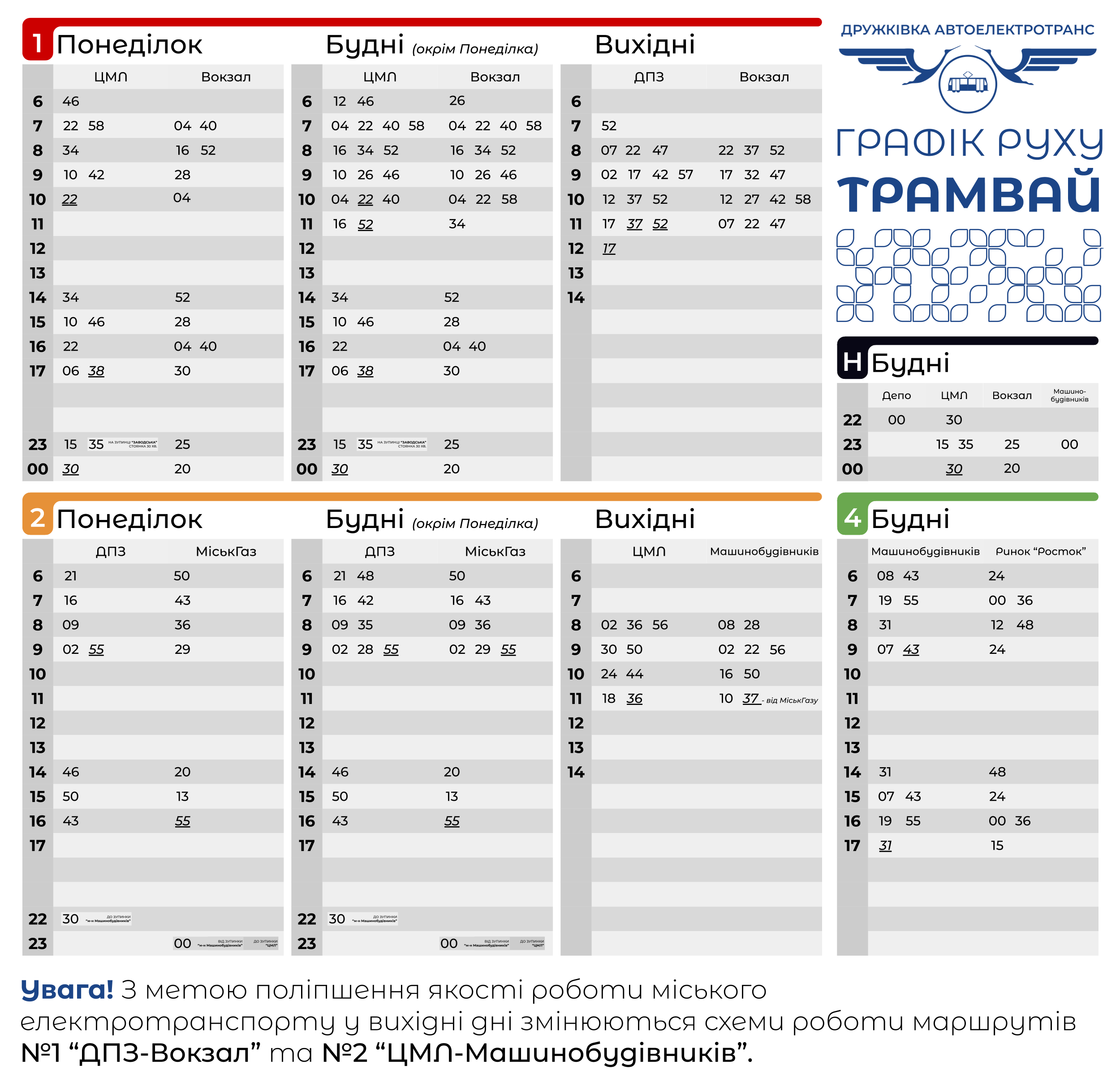 Druzhkivka — Timetable