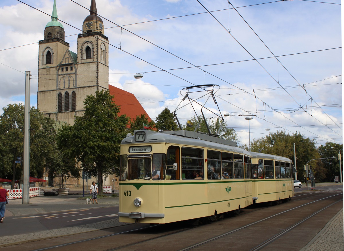 Магдебург, Gotha T2-62 № 413; Магдебург — Официальная презентация обновленных вагонов Татра КТ4ДМ из Берлина (29.08.2020)