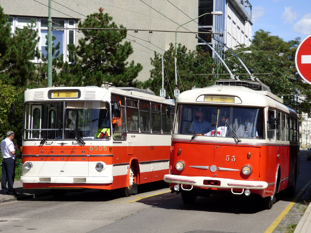 Братислава, Sanos-Škoda S200Tr № 6505; Братислава, Škoda 9TrHT28 № 53; Братислава — 125 лет городскому транспорту