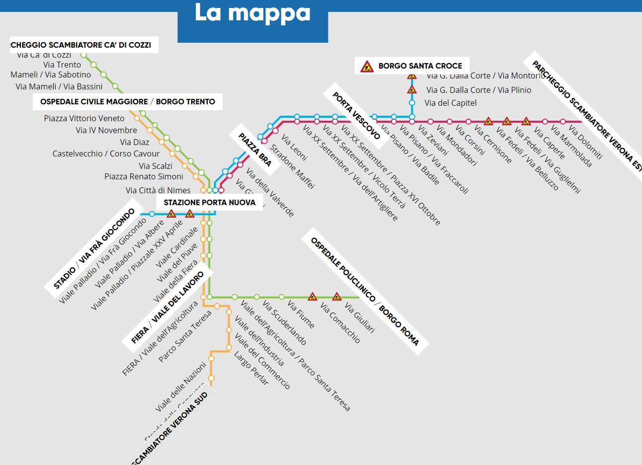 Verona — Construction of Second Generation Trolleybus Network; Verona — Maps