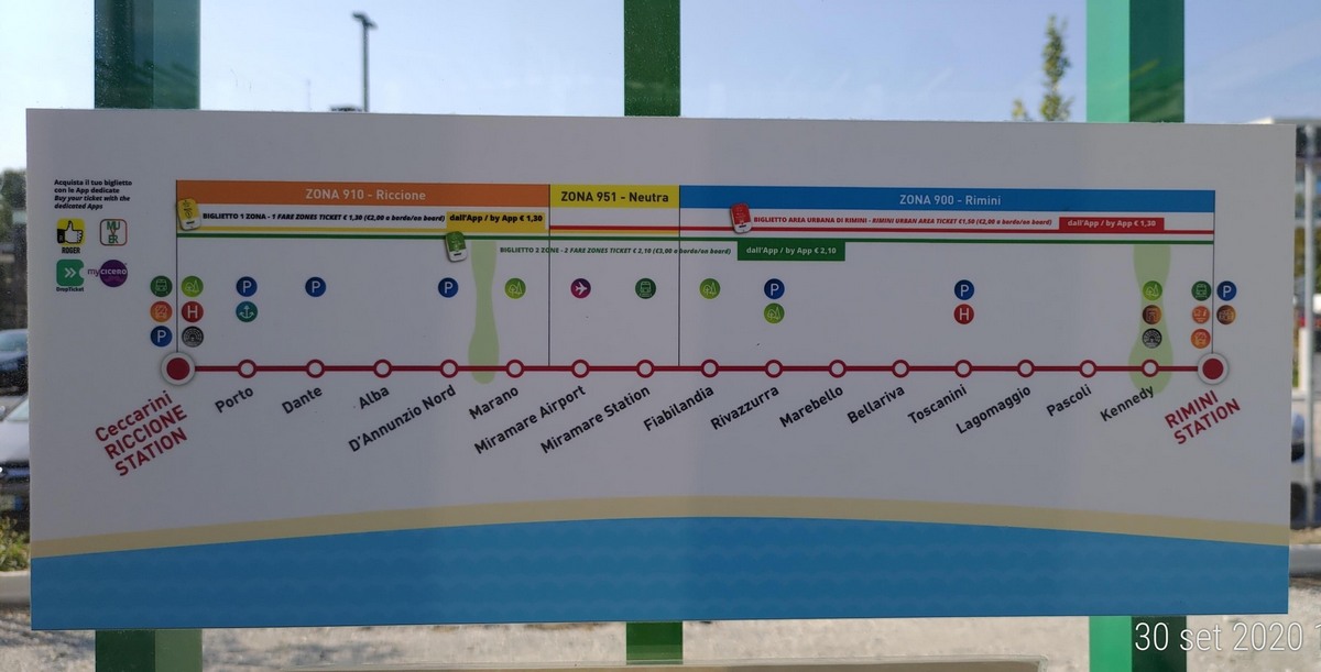 Римини — Строительство линии скоростного троллейбуса Metromare; Римини — Схемы