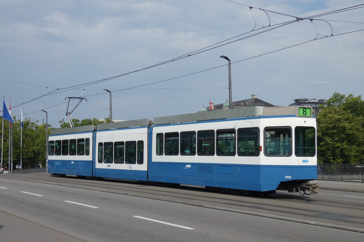 Цюрих, SWP/SIG/ABB Be 4/8 "Tram 2000 Sänfte" № 2103