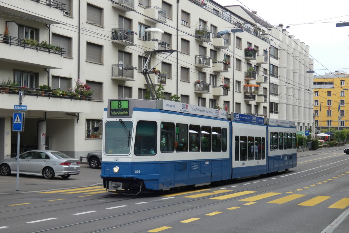 Zurich, SWP/SIG/ABB Be 4/8 "Tram 2000 Sänfte" № 2104