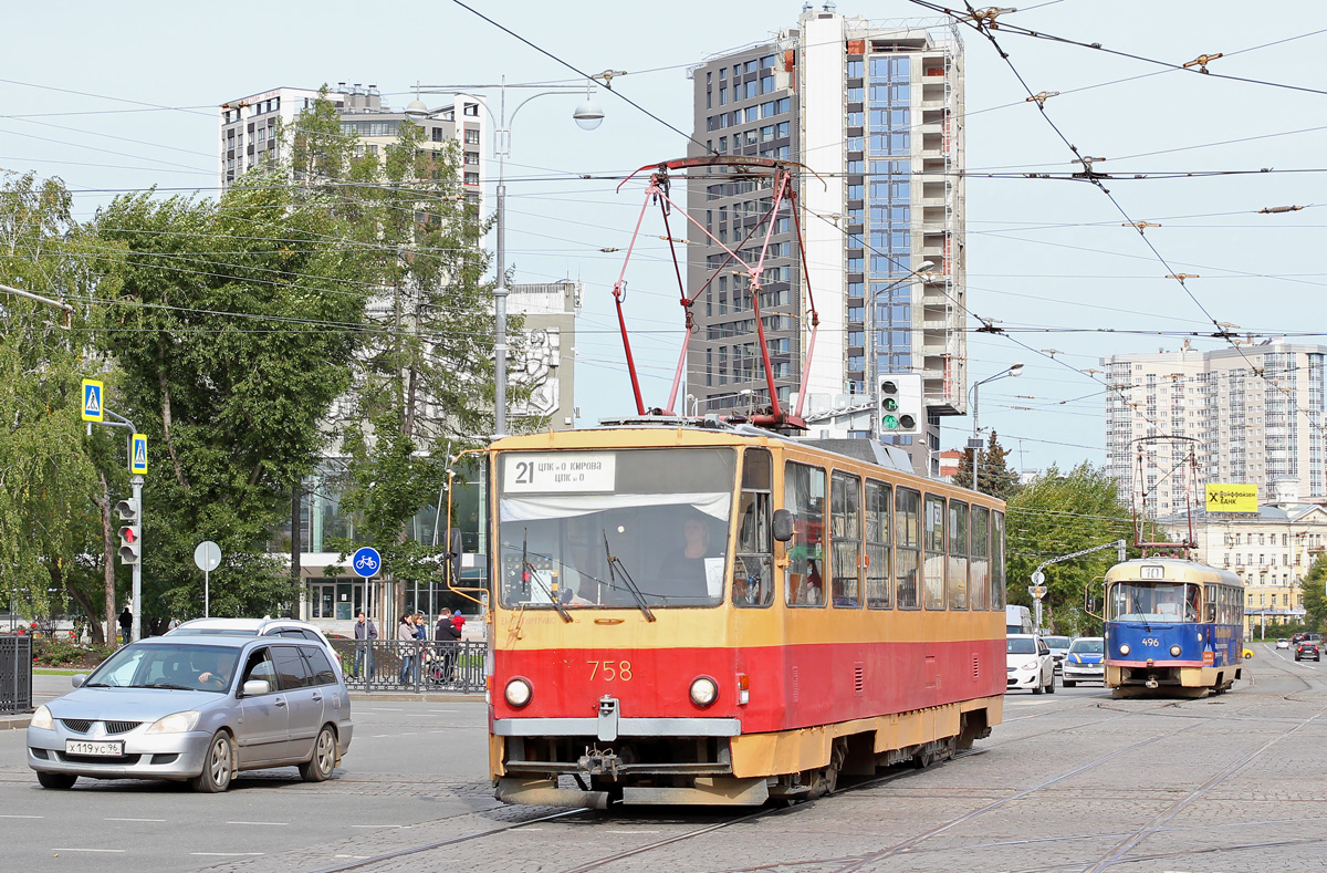 Екатеринбург, Tatra T6B5SU № 758