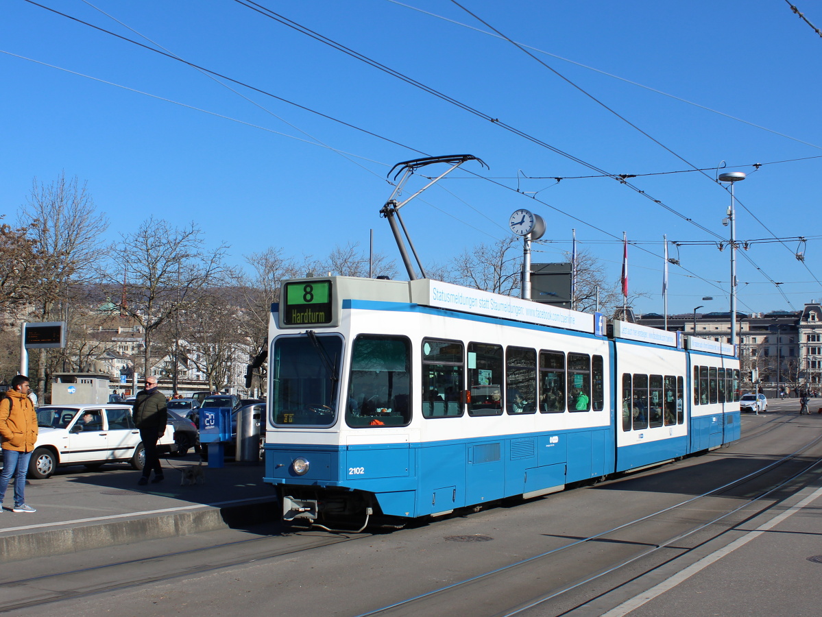 Цюрих, SWP/SIG/ABB Be 4/8 "Tram 2000 Sänfte" № 2102