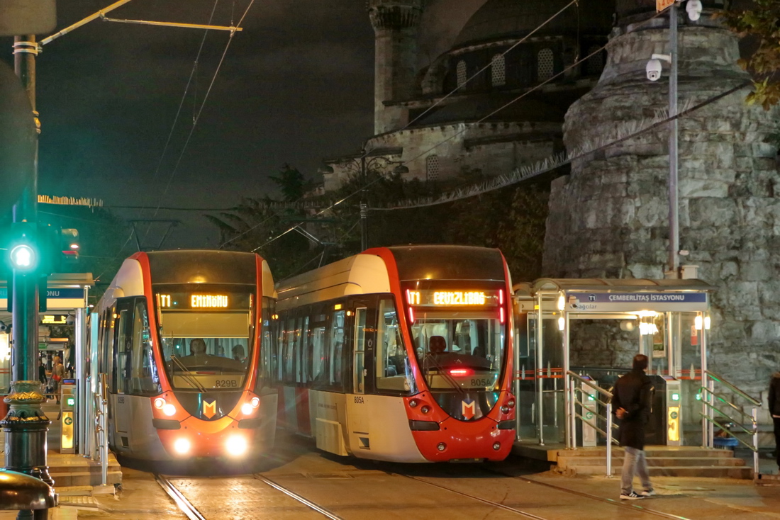 Istanbul, Alstom Citadis 304 № 805; Istanbul, Alstom Citadis 304 № 829; Istanbul — T1 tram line (Kabataş — Bağcılar) — Miscellaneous photos