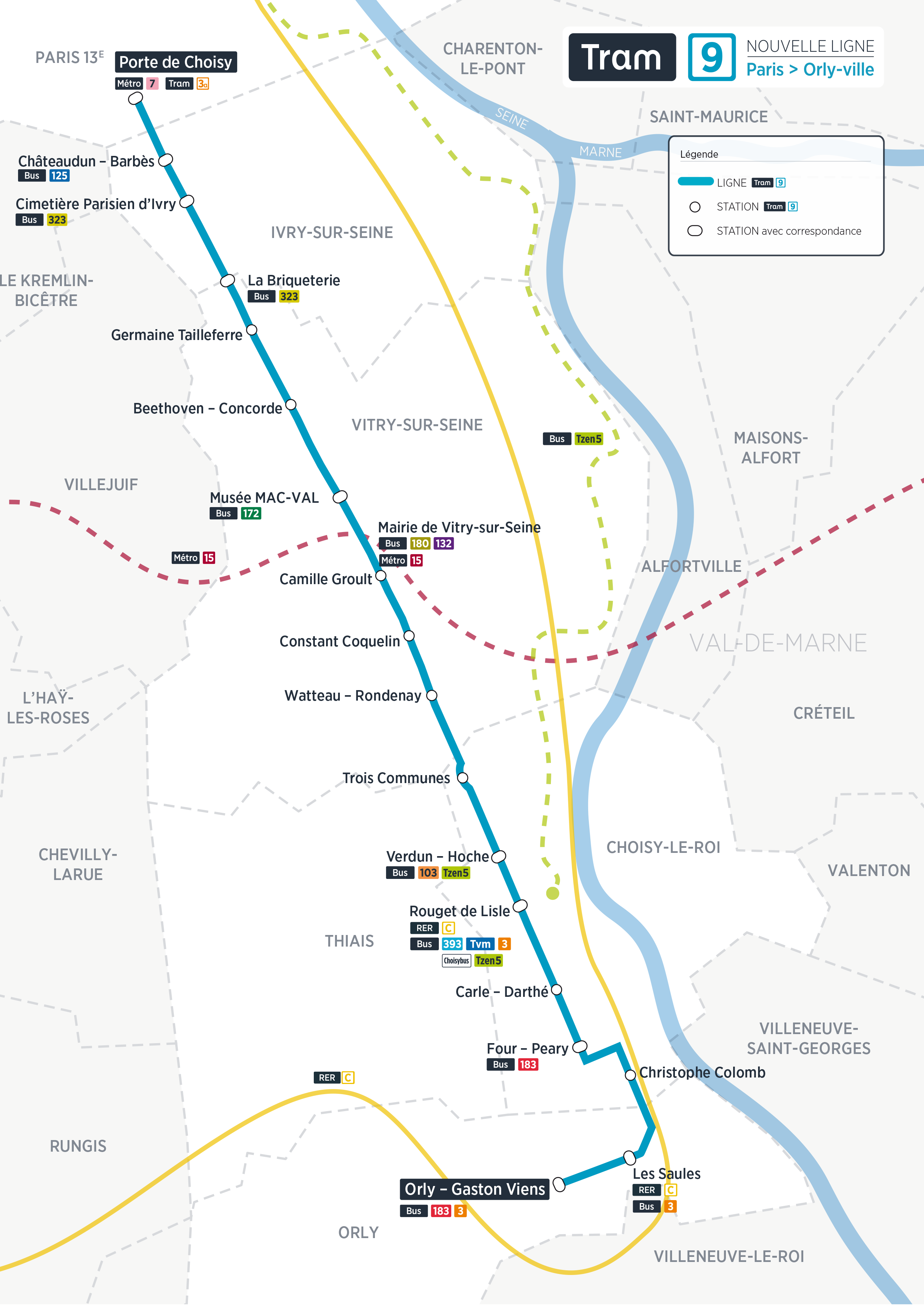 Париж -  Версаль -  Ивелин — Схемы (tram); Париж -  Версаль -  Ивелин — Трамвайная линия Т9