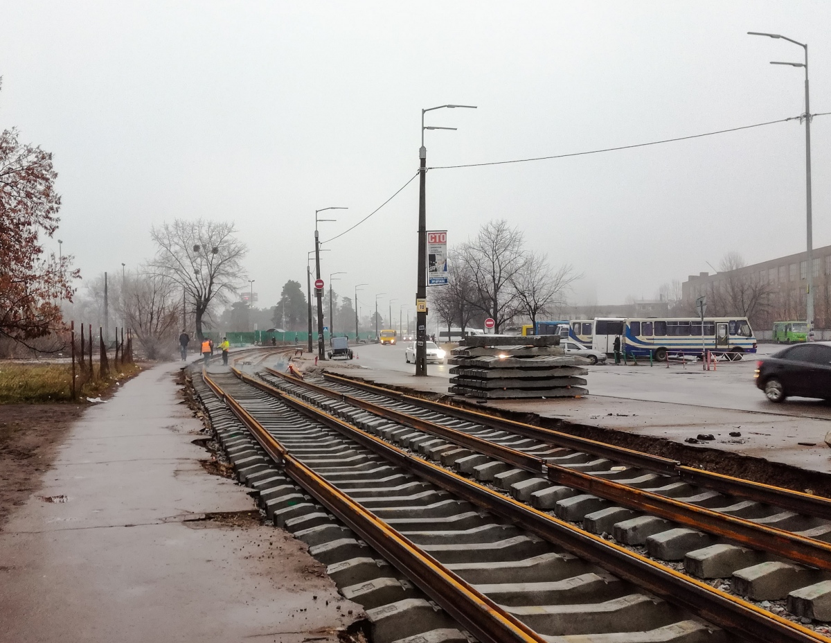 Kiev — Reconstruction of the tramway line to 'Lisova' metro station