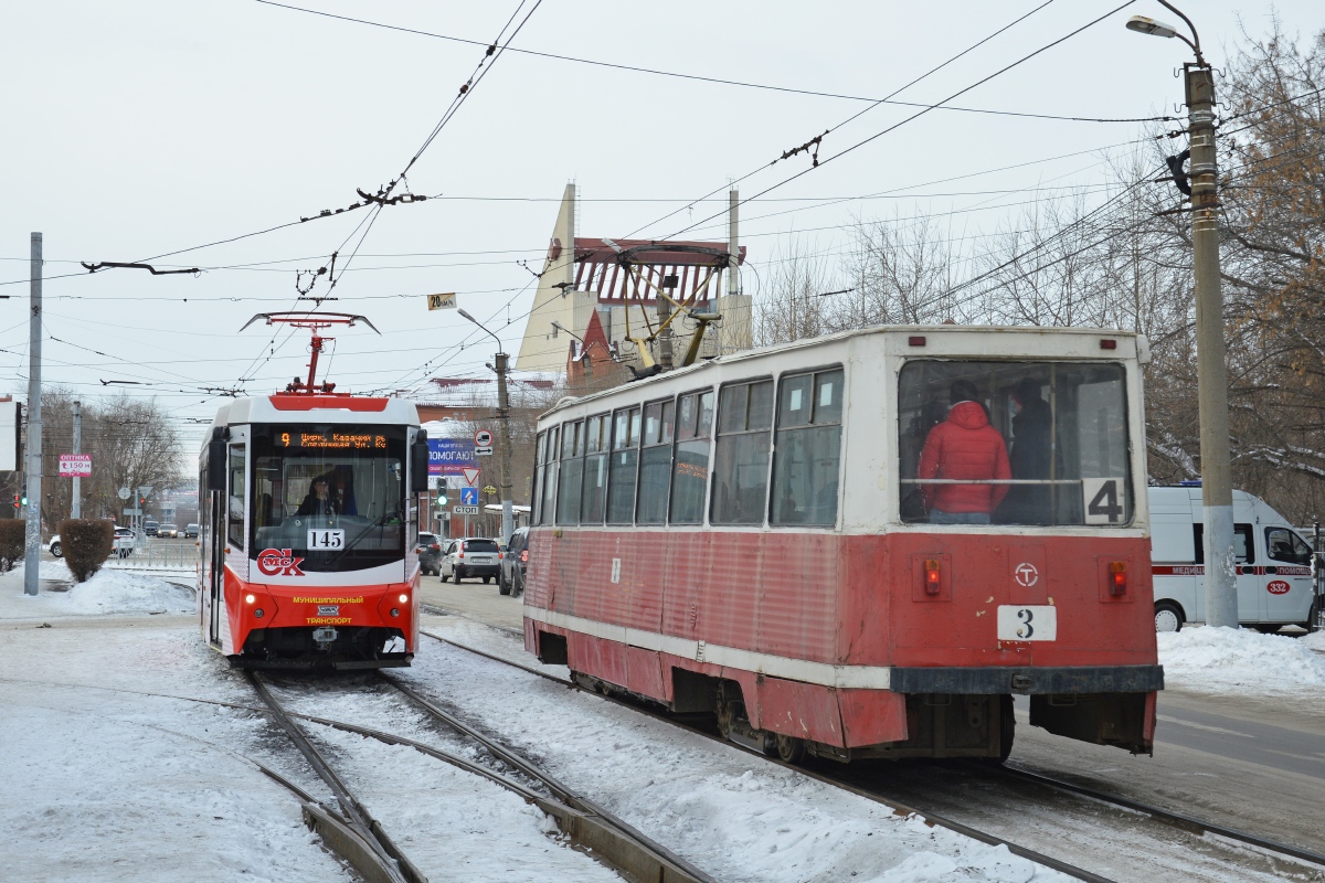 Омск, 71-407-01 № 145; Омск, 71-605 (КТМ-5М3) № 3