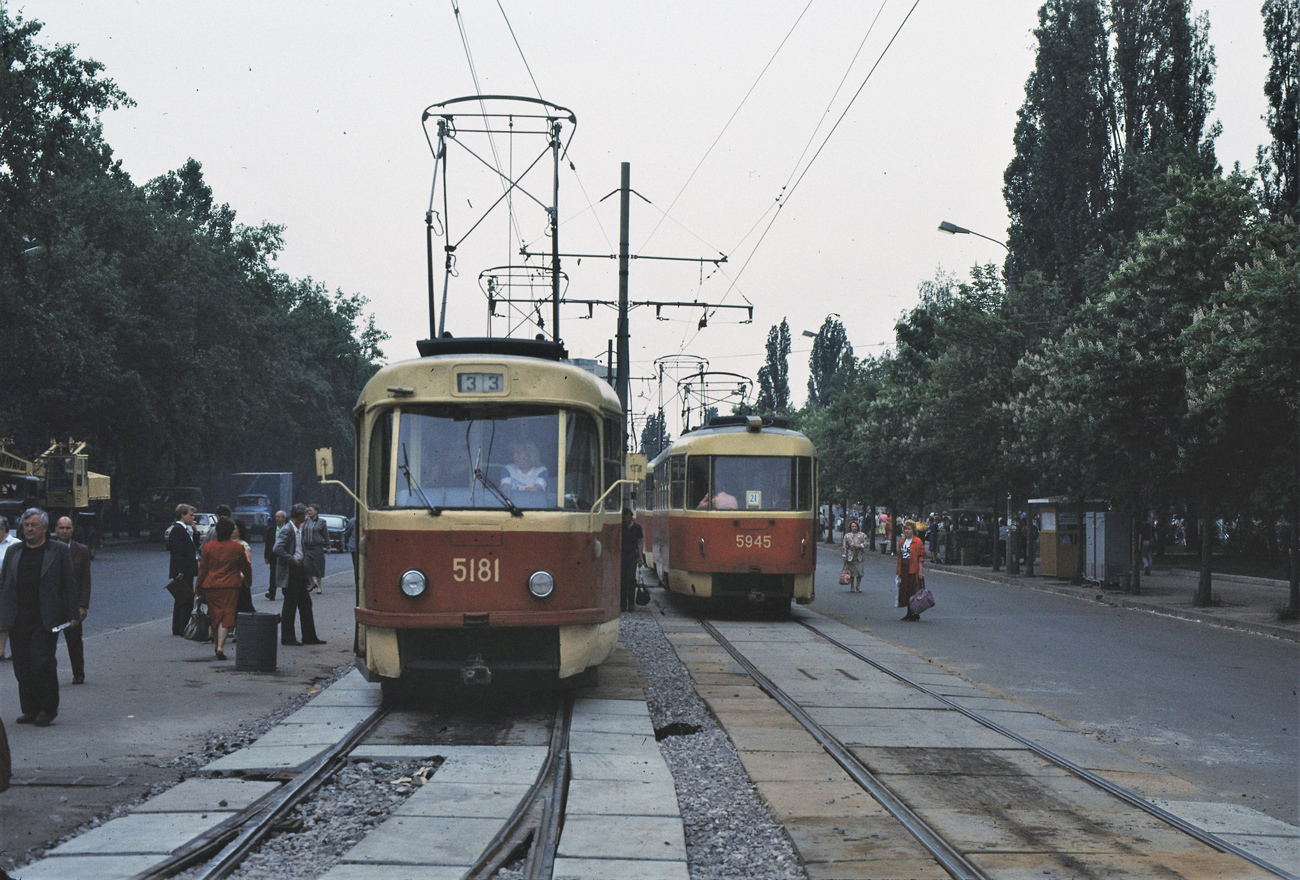 Kijów, Tatra T3SU (2-door) Nr 5181; Kijów — Historical photos; Kijów — Tramway lines: Closed lines