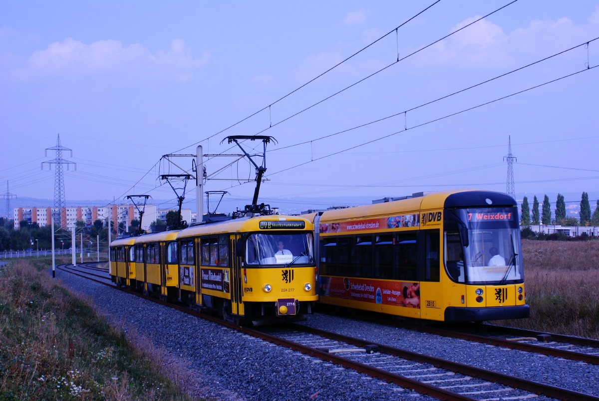 Дрезден, Tatra T4D-MT № 224 277; Дрезден, Tatra TB4D № 244 020; Дрезден, Bombardier NGT D12 DD № 2810