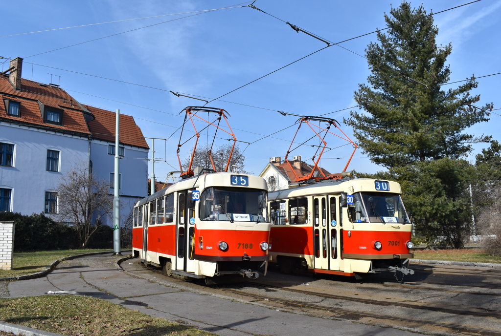 Прага, Tatra T3SUCS № 7188; Прага, Tatra T3SU № 7001