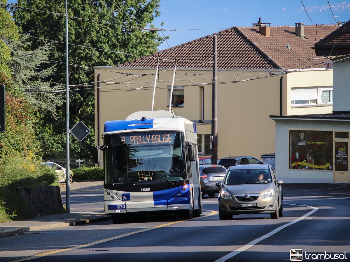 Lausanne, Hess SwissTrolley 4 (BGT-N2D) № 870