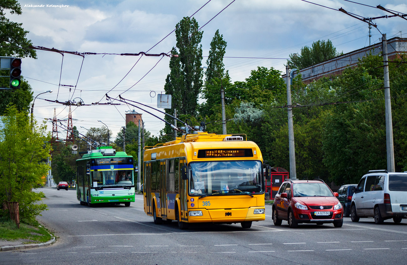 Черкассы, БКМ 321 № 385; Черкассы, Богдан Т70117 № 382