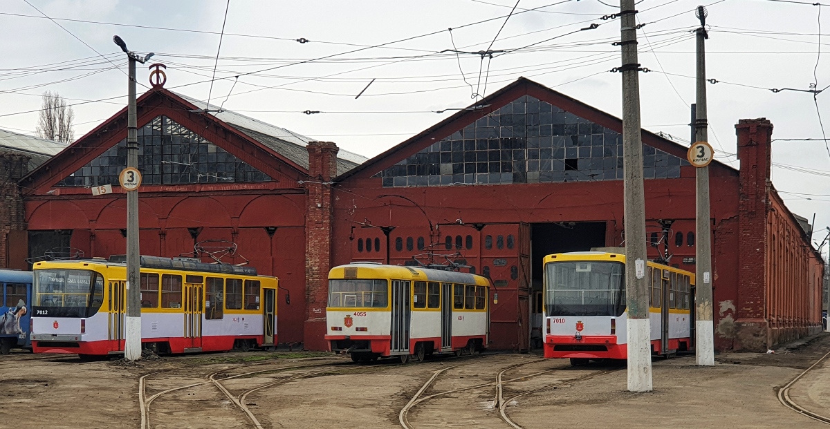 Одесса, К1М № 7012; Одесса, Tatra T3R.P № 4055; Одесса, К1 № 7010