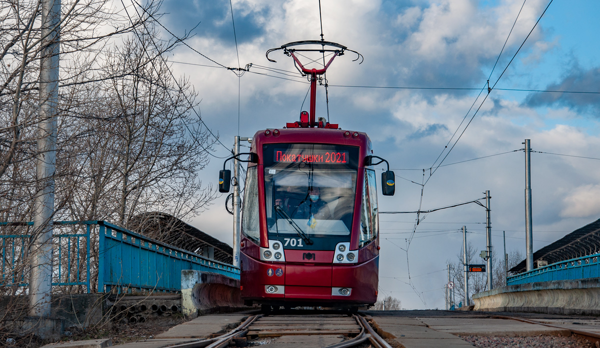 Kyiv, Bogdan TR843 № 701; Kyiv — Trip by the trams Tatra T6A5 and BKM 843 on 06th March 2021