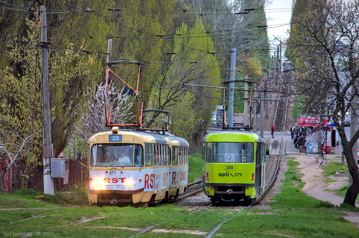 Харьков, Tatra T3SU № 671; Харьков, Tatra T3SUCS № 3008; Харьков — Трамвайные линии