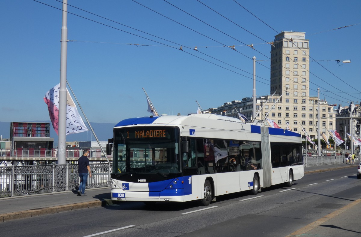 Lausanne, Hess SwissTrolley 3 (BGT-N2C) nr. 838