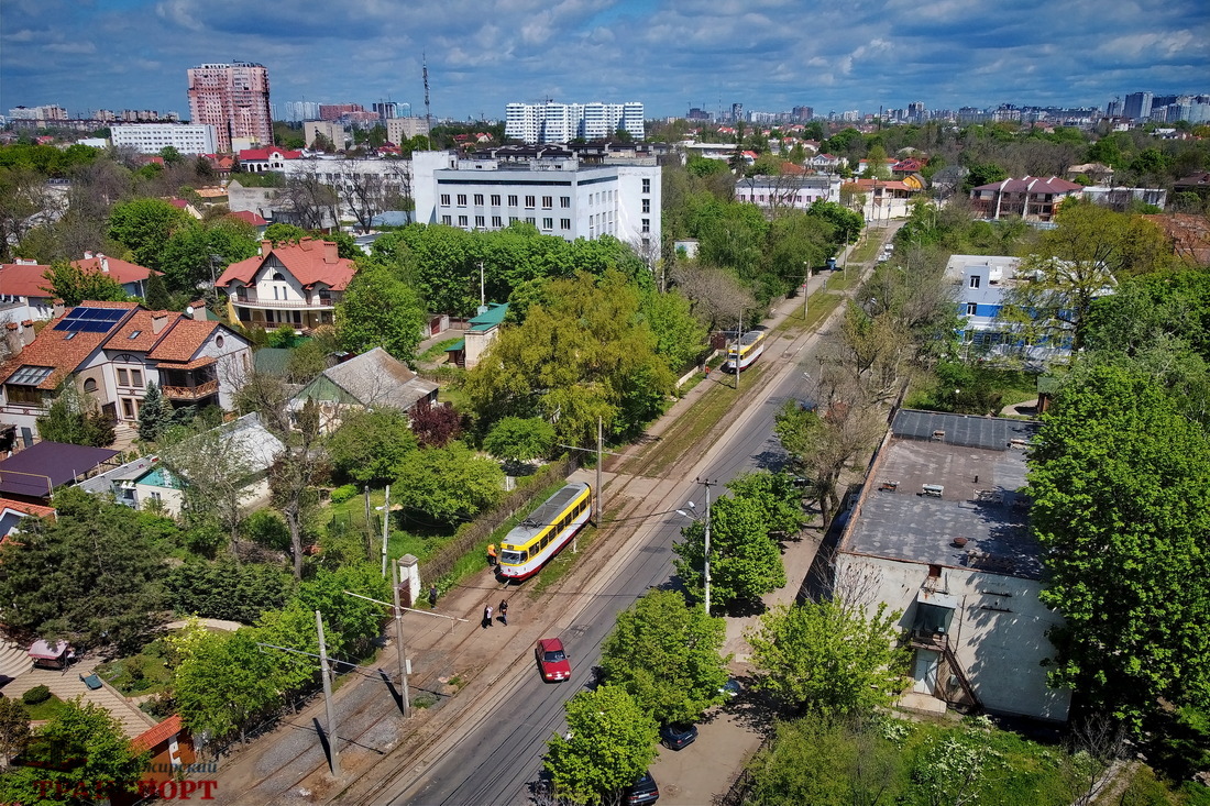 Одесса, Tatra T3R.P № 2960; Одесса — Трамвайные линии; Одесса — Трамвайные линии: Большой Фонтан; Одесса — Электротранспорт Одессы с высоты
