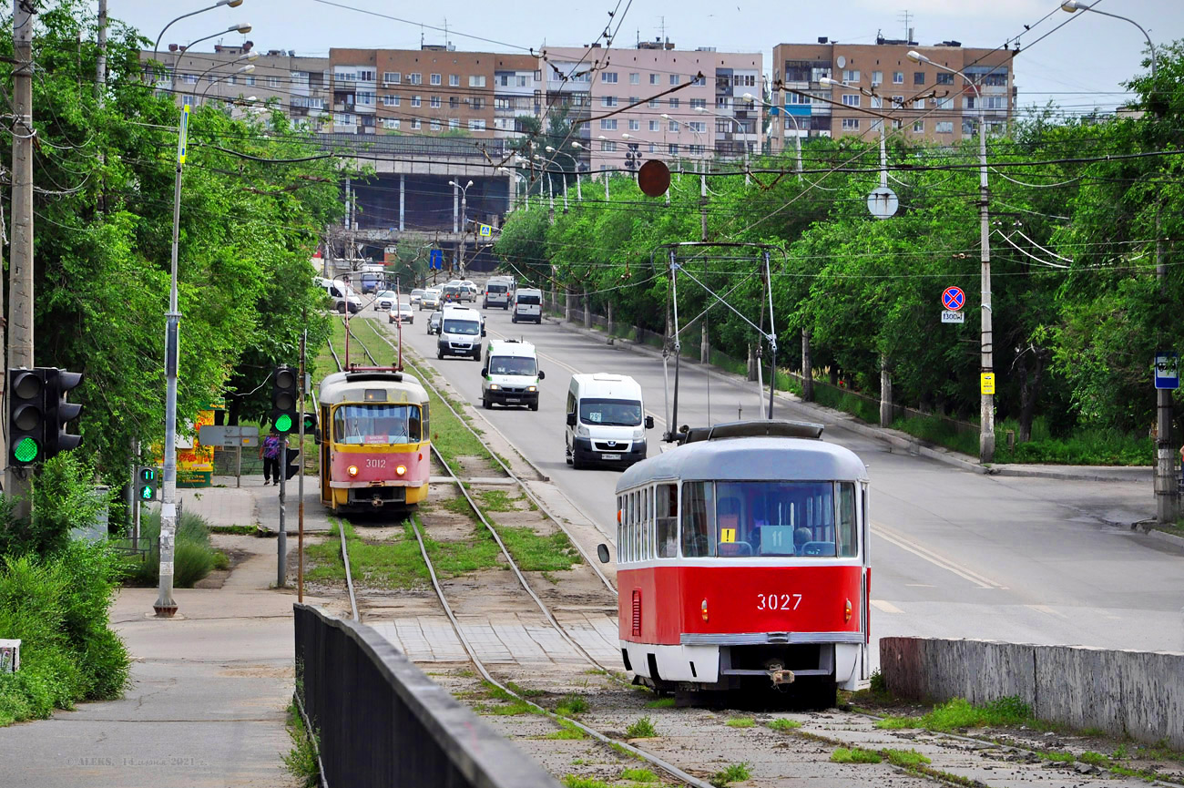 Volgograd, Tatra T3SU (2-door) nr. 3027; Volgograd, Tatra T3SU (2-door) nr. 3012