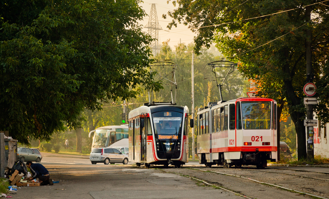 Запорожье, Т3-КВП № 783; Запорожье, Tatra KT4DM № 021