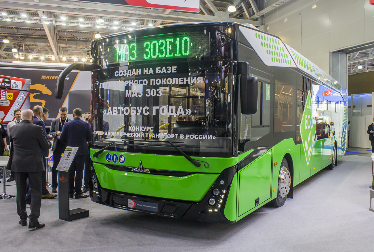 Minsk, MAZ-303E10 N°. ET BP 7124; Moscou — Electrobuses without numbers; Moscou — International exhibition Comtrans 2021