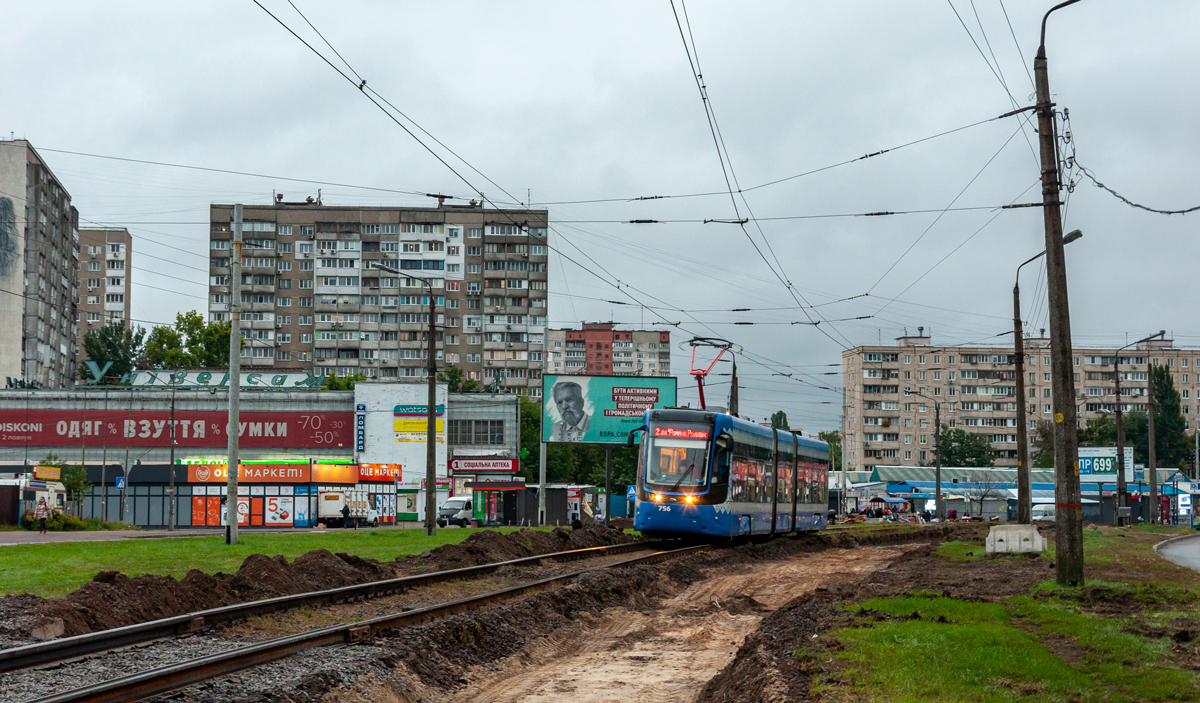 Киев, PESA 71-414К (Fokstrot) № 756; Киев — Реконструкция скоростного трамвая: нескоростной участок