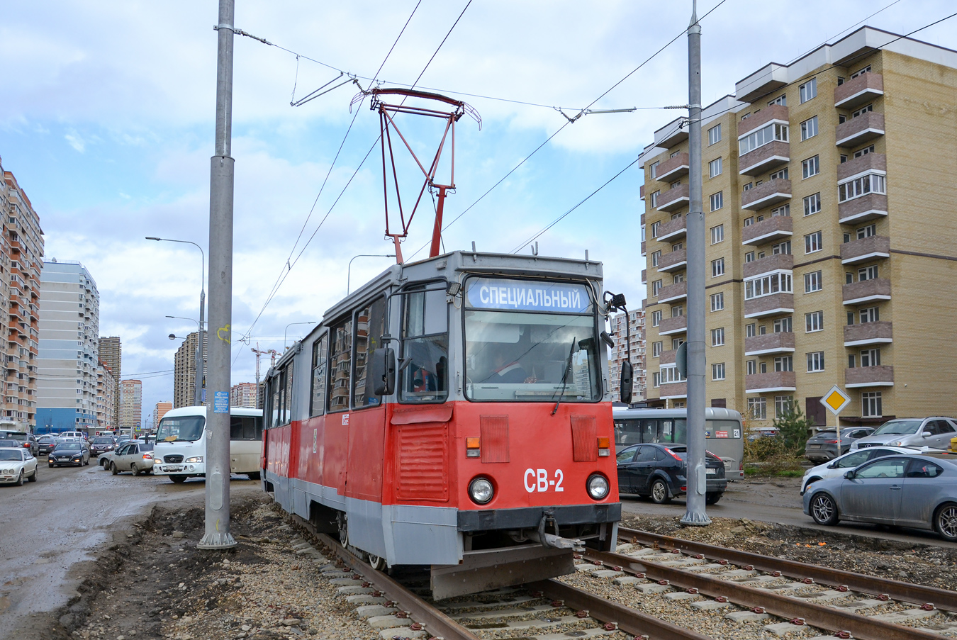Краснодар, 71-605 (КТМ-5М3) № СВ-2; Краснодар — Строительство трамвайной линии по Московской улице