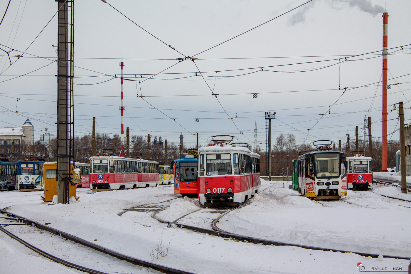 Набережные Челны, 71-605А № 0126; Набережные Челны, 71-605 (КТМ-5М3) № 0117; Набережные Челны, 71-619А № 0161; Набережные Челны — Территория депо