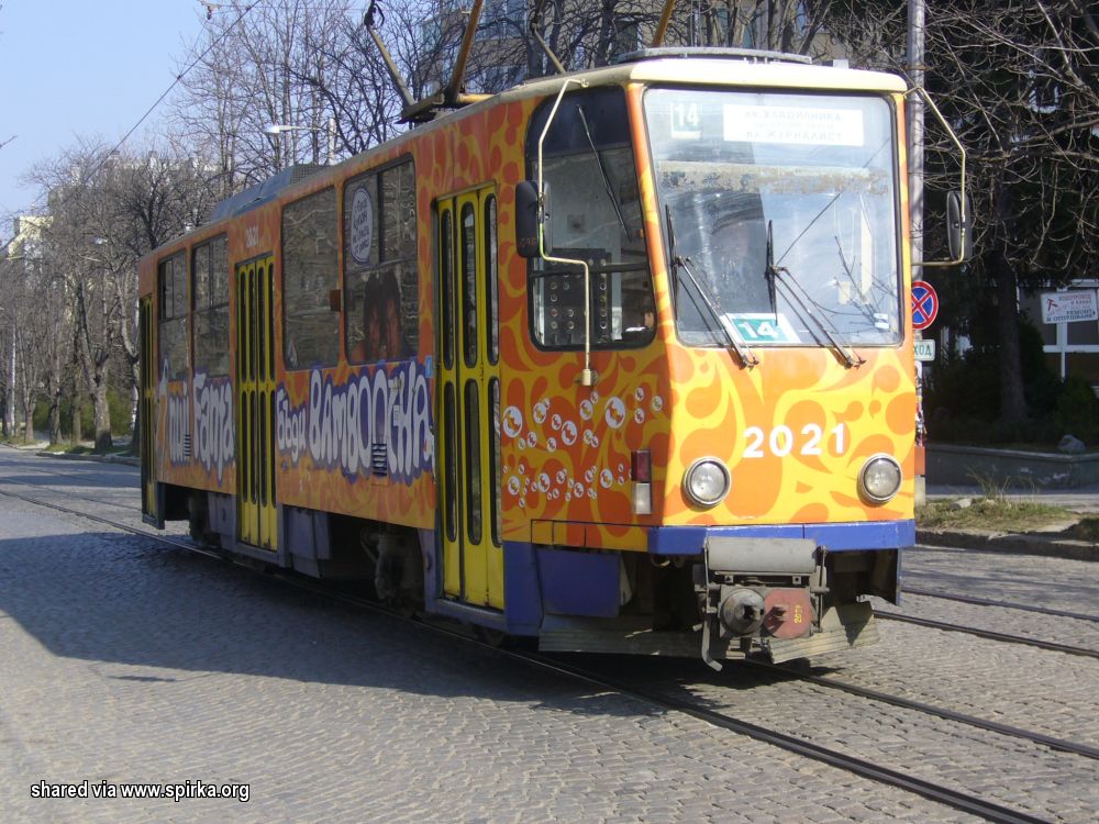 София, Tatra T6A2B № 2021; София — Исторически снимки — Трамвайни мотриси (1990–2010)