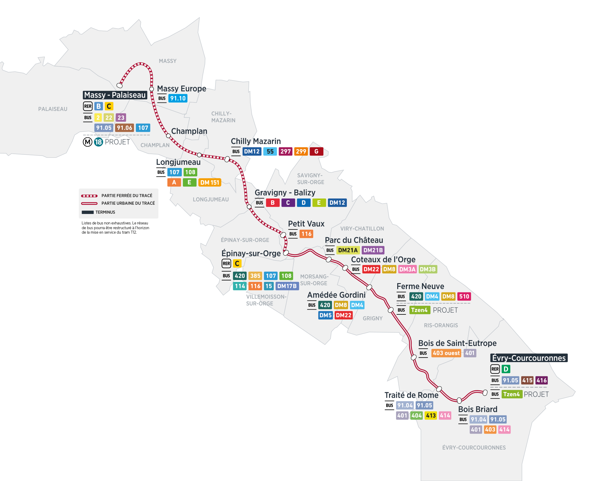 Париж -  Версаль -  Ивелин — Tram line T12; Париж -  Версаль -  Ивелин — Схемы (tram)