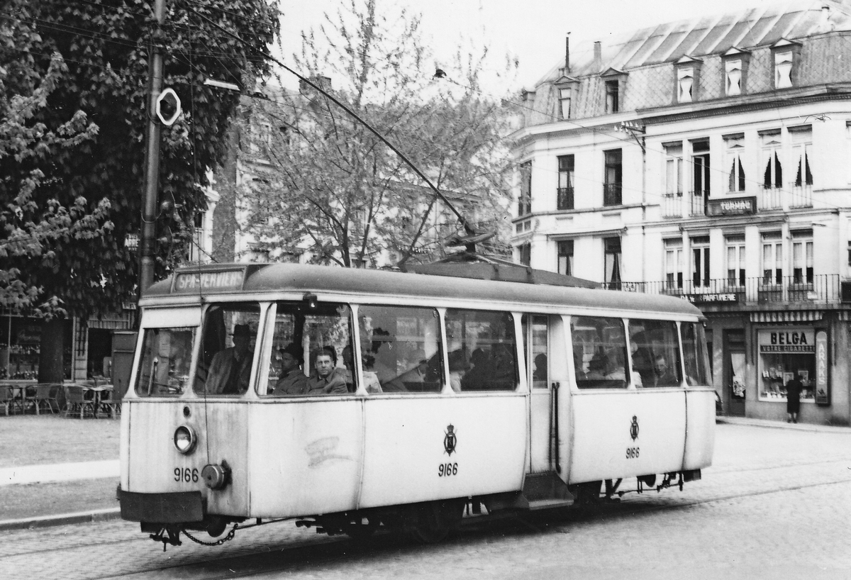 Льеж, FN Panoramique 2-axle motor car № 9166; Вервие — S.N.C.V.  tram Verviers — Spa