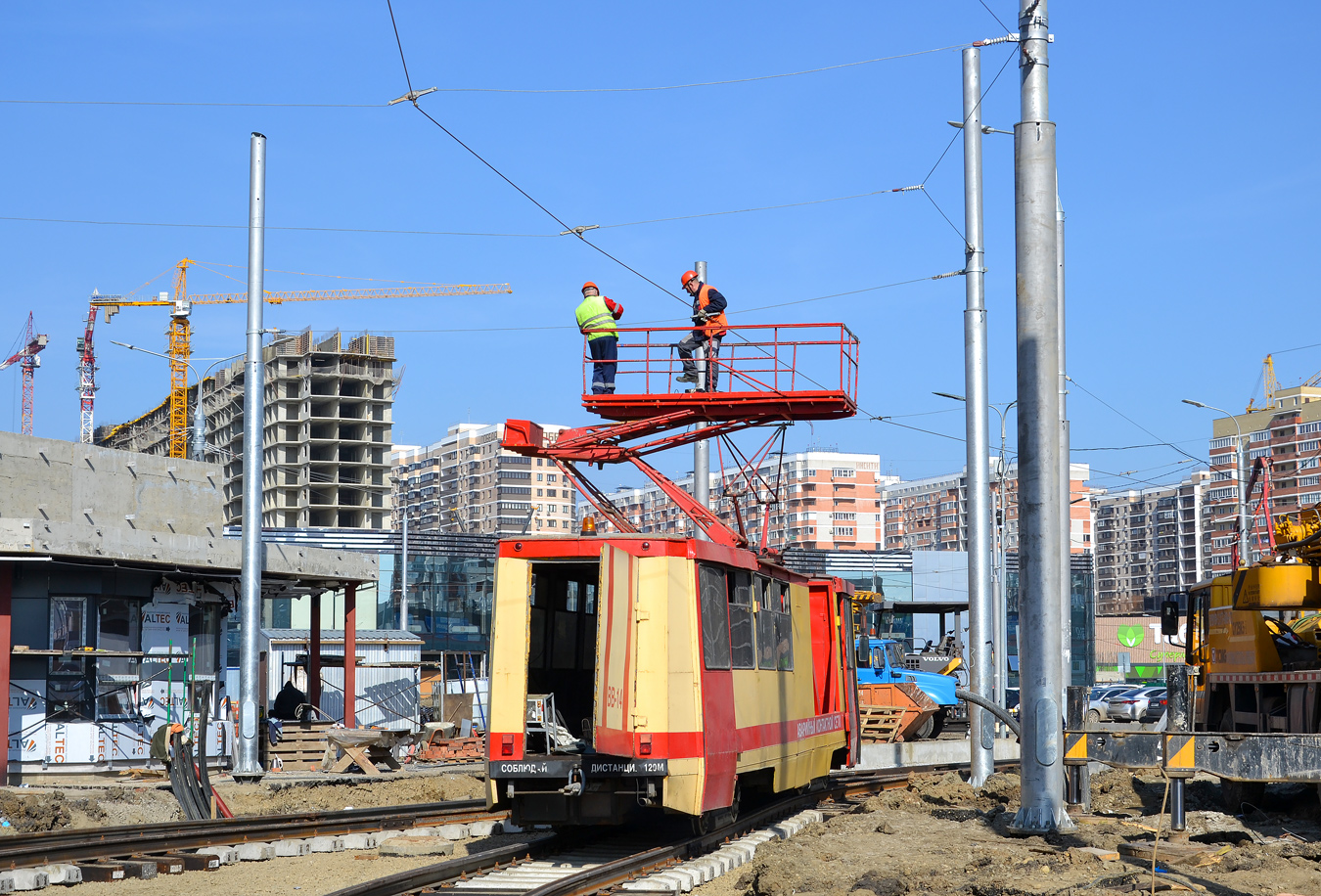 Краснодар, 71-605 (КТМ-5М3) № ВВ-14; Краснодар — Строительство трамвайной линии по Московской улице