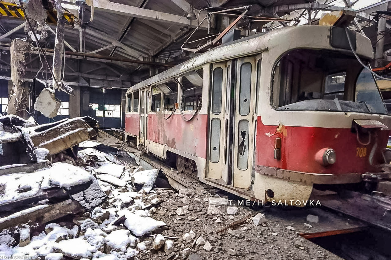 Harkiv, Tatra T3SUCS № 708; Harkiv — Aftermath of Bombardments of Saltovskoe Tram Depot