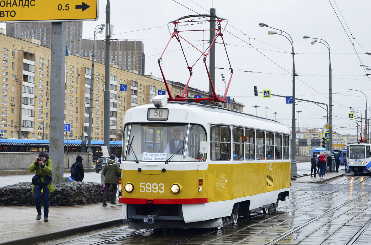 Moszkva, Tatra T3SU — 5993; Moszkva — 123 year Moscow tram anniversary parade on April 16, 2022