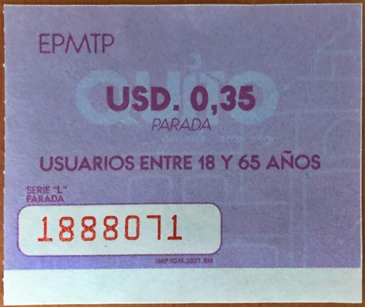 Кито — Проездные документы