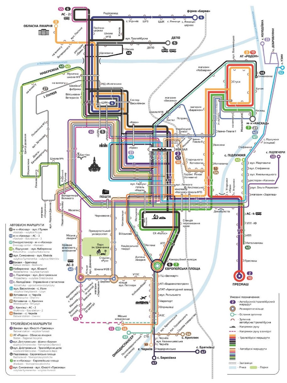 Ивано-Франковск — Схемы маршрутов